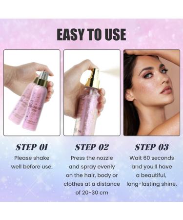 Glitter Spray for Hair & Body - Quick-Drying Waterproof Shimmer for Festivals & Stage Makeup (3.72fl Oz - White - Buy Online on GoSupps.com