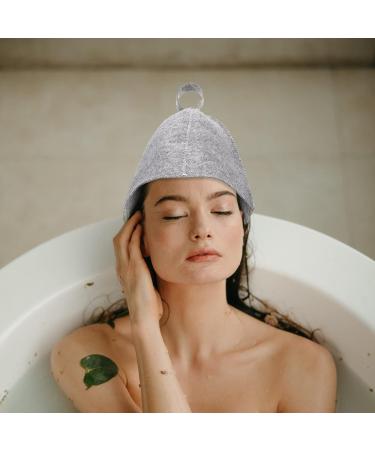 Sauna Hat Cap for Men & Women - Felt Bath Headscarf & Shower Cap - 2 Pieces Gray Sauna Accessories - Buy Online on GoSupps.com
