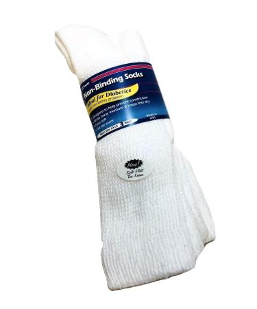 J.T. Foote - Non Binding Diabetic Socks Crew Mens 3pk - White Size 10-13