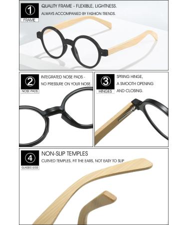Shop Retro Round Reading Glasses | Vintage Style Wood & Plastic | Unisex Visual Aid +1.0 to +4.0 - Buy Online on GoSupps.com