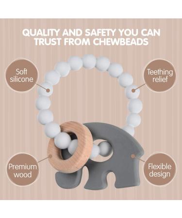 Chewbeads Brooklyn Teething Toy - Silicone & Wood Teether for Infants, Babies & Toddlers - Grey - Buy Online on GoSupps.com