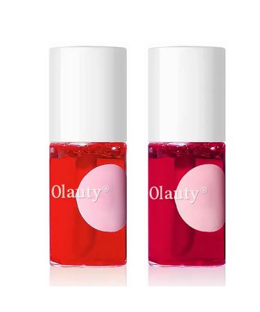 ZARICS 2 Colors Lip Tint Stain Set Korean Lip Gloss Lip Stain Tint Plumping Mini Liquid Lipstick Multi-use Lip and Cheek Tint Long lasting Non-Stick Cup (Strawberry Apple Jam)