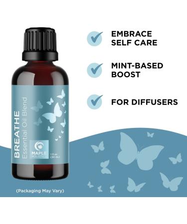 Breathe Blend Essential Oil for Diffuser - Eucalyptus, Peppermint, Tea Tree, and Mint Oils for Invigorating Home and Shower Aromatherapy - Buy Online on GoSupps.com