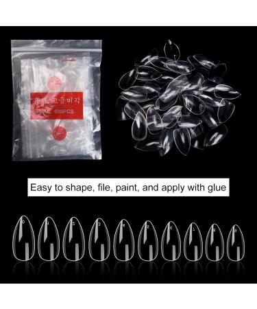Buy No LIFE 1200PC Short Mountain Peak Nail Tips - 10 Sizes of Full Cover Acrylic Fingernails | Transparent Clear Artificial Nails for Manicure & Gel Polish - Buy Online on GoSupps.com