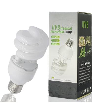 Qeeheng UVB Reptile Lightbear 5.0 Tortoise lamp Energy -saving compact light lamps for tropical rainforest amphibians pet aquarium fish idelic snake 13W E27 screw (UVB5.0 13W) UVB5.013W