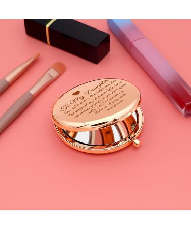 Daughter's Inspirational Makeup Mirror - Mother's Day, Wedding, Birthday Gift - Rose Gold Compact Mirror for Girls - Graduation Gift from Mom and Dad - Buy Online on GoSupps.com