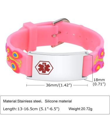 XUANPAI Personalized Safety Wristband Bracelet for Kids - Waterproof Cartoon Style Child ID Bracelet in Pink - Emergency Contact & Medical Info - Boys Girls Teens - Buy Online on GoSupps.com