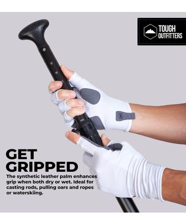 Tough Outdoors UV Fishing Gloves - UPF 50+ Sun Protection Fingerless Gloves for Men & Women - White L/XL - Buy Online on GoSupps.com