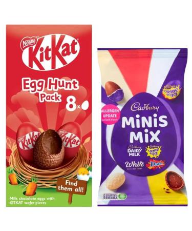Easter Egg Bundle With Kit Kat Easter Egg Hunt Pack 120g and Assortment Mini Creme Egg Mix Bag 238g (2 Pack)