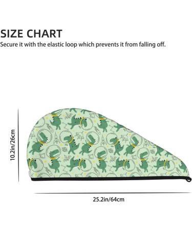 Hair Towel Wrap for Quick Drying - Cute Dinosaurs in Space - Soft & Absorbent Hair Turban with Button | Best Towel for Effortless Hair Care - Buy Online on GoSupps.com
