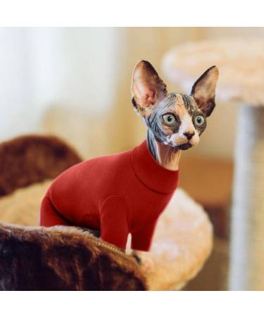 Buy Hjyokuso Sphynx Cat Clothing - Breathable & Soft Sweaters for Sphynx Cornish Rex Devon Rex - XS Red Cat Shirts & Mantles - Buy Online on GoSupps.com