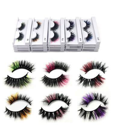 U-Hotmi Lashes with Color 15-20mm Natural Look Wholesale Mink Lashes Handmade Fluffy lashes Pack Costumes Colored Lashes 10 Pairs 1 Count (Pack of 10)