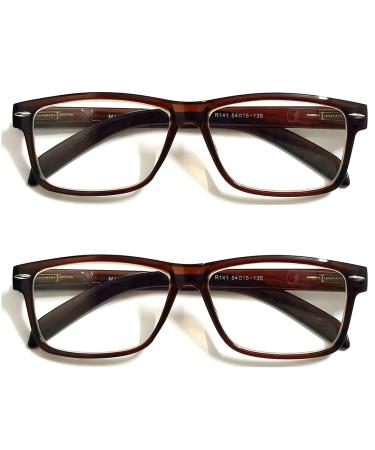 TWINKLE TWINKLE Reading Glasses Men Women Readers Glasses Comfort Spring Hinge Lightweight Eyeglasses for Reading R141 (2 Pairs Brown 3.50 Magnification) 2 Pairs Brown +3.50 / +350