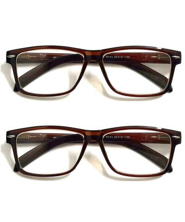 TWINKLE TWINKLE Reading Glasses Men Women Readers Glasses Comfort Spring Hinge Lightweight Eyeglasses for Reading R141 (2 Pairs Brown 3.50 Magnification) 2 Pairs Brown +3.50 / +350