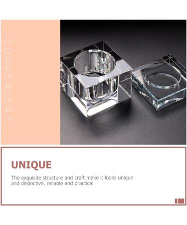 POPETPOP nail art crystal cup liquid monomer nail powder container nail powder liquid holder monomero nail art glass cup acrylic monomer liquid crystal glass with cover transparent plate 5.5x5.5cm Transparent - Buy Online on GoSupps.com