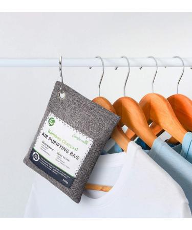 5 Pack Bamboo Charcoal Air Purifying Bags - Odor Absorber for Home, Closet, Car - 200g Each - Natural Odor Eliminator with Hooks - Buy Online on GoSupps.com