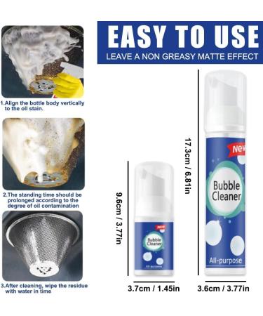 Beedac Bubble Cleaner Bubble Cleaner Foam Foaming Heavy Oil Stain Cleaner Stubborn Grease & Grime Remover Bubble Spray for Range Hood Oven Pots Grill Sink (100ml-2pcs) - Buy Online on GoSupps.com