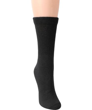 Yomandamor Women's Cushioned Crew Diabetic Socks - 4 Pairs Thick Non-Binding Top Boot & Dress Socks (Size 9-11) - Black - Buy Online on GoSupps.com