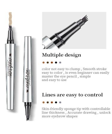 Rosarden Dark Brown Liquid Eyebrow Pencil - 3D Eyebrow Pen with 4 Forks, Quick Dry & Waterproof Formula for Precise Eyebrow Makeup - Ideal for Women, Men, Girls & Boys - Buy Online on GoSupps.com