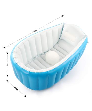 Baby Inflatable Bathtub  Portable Infant Toddler Bathing Tub Non Slip Travel Bathtub Mini Air Swimming Pool Kids Thick Foldable Shower Basin with Air Pump  Blue - Buy Online on GoSupps.com