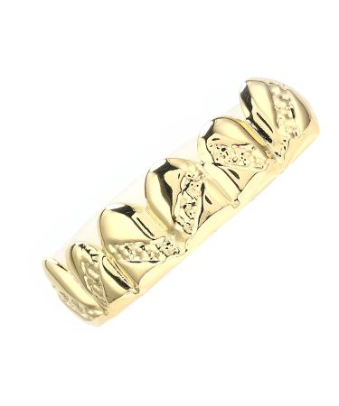 Metal Teeth Brace Portable Stable and Firm Light Weight Easy To Wear Hip Hop Brace for Men and Women for Upper Teeth for Most Tooth Sizes(Gold)