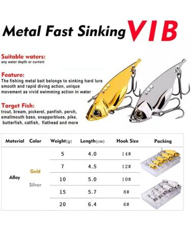 5 Pack Metal Blade Baits for Bass Fishing - VIB Fishing Spoons, Crankbaits, Swimbaits - Trout, Walleye, Crappie Lures - Saltwater Blade Fishing - Silver Blade Baits (5pcs/box) - Buy Online on GoSupps.com