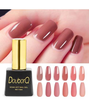 6color Nude Pink Series Nail Gel Semi Permanent Uv Led Gel Nail Polish Lucky Lacquer Hybrid Gel Varnish Gellak Nail Gel Polish - (Color: Multi) - Buy Online on GoSupps.com