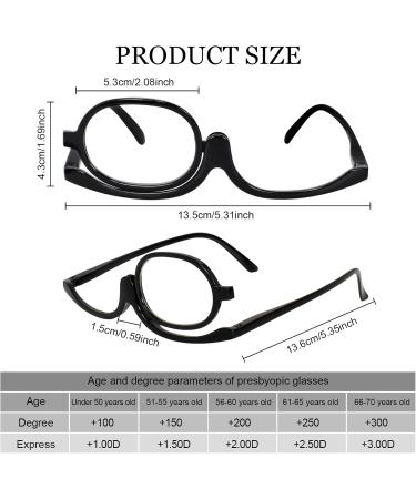 Portable Flip-Down Make-up Reading Glasses | Enlarged Rotating Single Lace | Essential Tool for Women | Black 2x Magnification - Buy Online on GoSupps.com