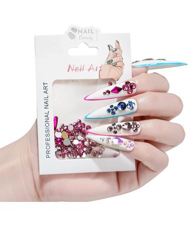 NICENEEDED 4 Bags Multi Shaped AB Nail Art Rhinestones 3D Flat Back Colorful Nail Gems Decorations Large Sparkly Crystal Diamond Nail Accessories for Nail Design Crafting DIY(4 Colors) - Buy Online on GoSupps.com