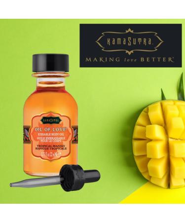 Kama Sutra Oil of Love Tropical Mango - Kissable Warming Body Topping for Oral Foreplay | Delicious Lickable Flavor - Water-Based | Perfect for Couples Women & Men - .75 fl oz - Buy Online on GoSupps.com