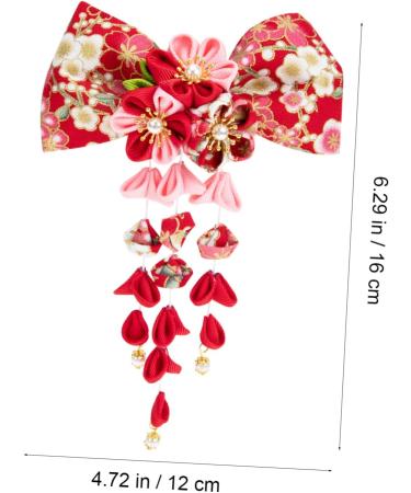Amosfun Japanese Style Hairpin Hairbands for Womens Hair Flower Hair Clip Kanzashi Hair Barrettes Hair Pin Girls Barrettes for Hair Japanese-style Headdress Clothing Alloy Miss Kimono 16x12cm Red - Buy Online on GoSupps.com