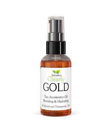 Isabella's Clearly GOLD  100% Natural Bronzing Tanning Oil. Moisturizing & Hydrating Sun Tan Accelerator Body Oil  Healthy Bronze Glow with Olive  Carrot Seed and Coconut. Made in USA