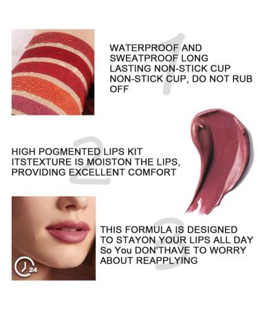 6Pcs Deep Dark Red Matte Liquid Lipstick Set for Women | Long-Lasting 24 Hour Stay On | Labiales Matte Mate Larga Duracion - Set03 - Buy Online on GoSupps.com