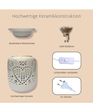 Candle Brothers Electric Scent Lamp - Ceramic White Romantic Design | Perfect Gift for Friends & Family | Ideal for Office Bedroom Yoga - Buy Online on GoSupps.com