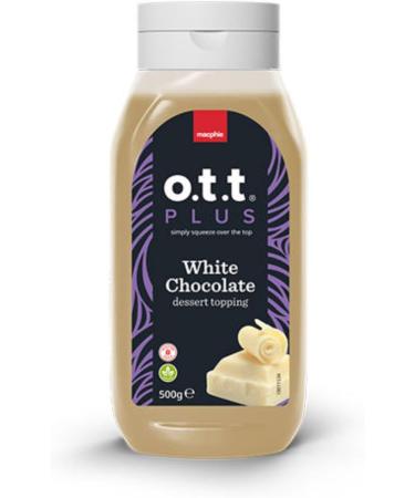 OTT White Chocolate Sauce. This white chocolate sauce works perfectly with a mocha milkshake deserts cheesecakes latte or cappuccino. Topping sauce500ml - Buy Online on GoSupps.com