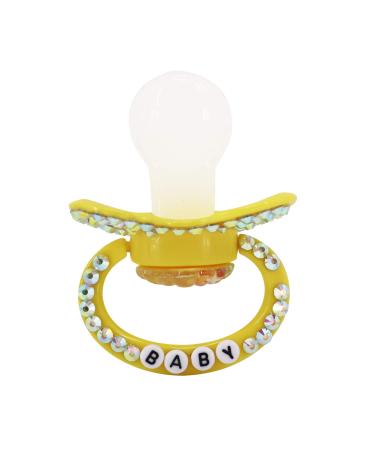 Handmade Diamond Big Shield Adult Pacifier Dummy - Yellow Seashell Design - Buy Online on GoSupps.com