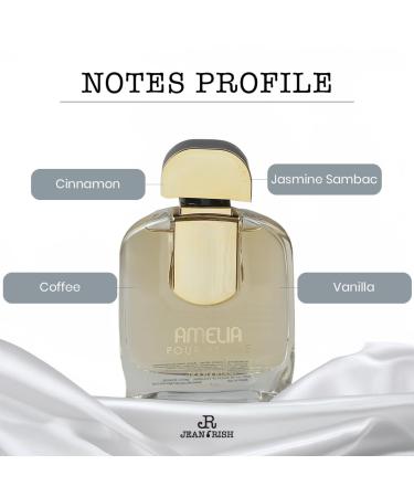 Jean Rish Amelia Pour Femme Eau De Parfume - Perfume for Women (3.4 Fl Oz / 100ml) with Cinnimon Vanilla & Coffee Notes - Long Lasting and Luxury Fragrance - Buy Online on GoSupps.com