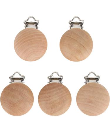 Pacifier Dummy Case Set - 5 Beech Wood Clips for Baby Pacifiers 3cm Size No Holes Perfect for Infants | International Shipping Available - Buy Online on GoSupps.com