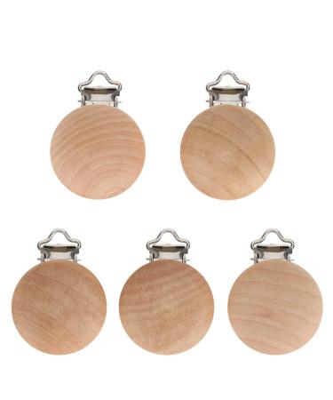 Hztyyier 5Pcs pacifier holder Nice look Long -lived beech wood pacifier clips pacifier holder for toddlers babies young girls