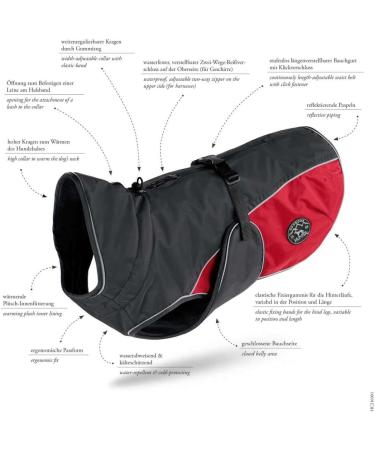 HUNTER Uppsala Cozy Dog Coat - Winter Water-Repellent & Reflective Jacket Size 25 Anthracite/Red for International Shipping - Buy Online on GoSupps.com