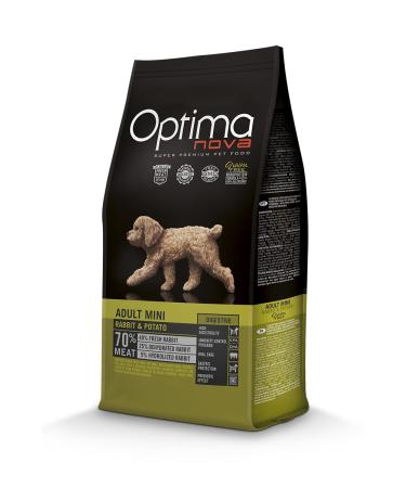 Optimanova Super Premium Food - Adult Mini Digestive Dog Food - Rabbit and Potato - hypoallergenic - grain free - 2 kg. - 40% Fresh Meat - Small Breeds