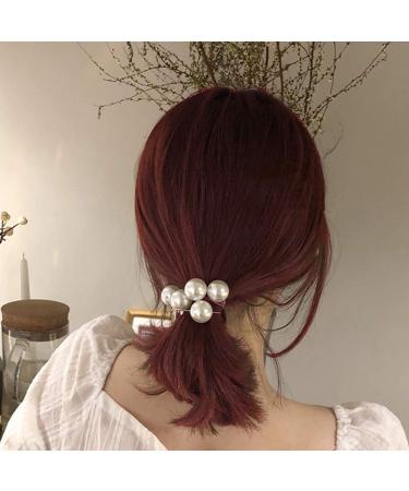 2 Pcs White Pearl Hair Tie Ponytail Holders for Women and Girls - Hair Accessories - Buy Online on GoSupps.com