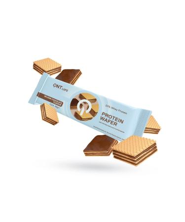 QNT Protein Wafer Chocolate Bar 32% Pure Whey Protein Crunchy Texture Low Sugar Box of 12 Bars (12 x 35g)