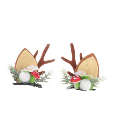 FRCOLOR 1Pair cat ears antler hair clip christmas antler hair clip reindeer antlers hair clips Christmas Hair Clips for girls antler headband Flocked antlers child alligator clip fresh