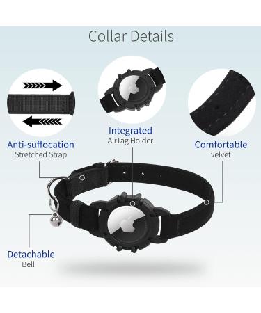 Reflective Airtag Cat Neck Band | Leather GPS Tracker with Apple Airtag Holder & Bell | Pink | Fits Young Cats 9-13 Inch (23-33cm) - Fast International Shipping - Buy Online on GoSupps.com