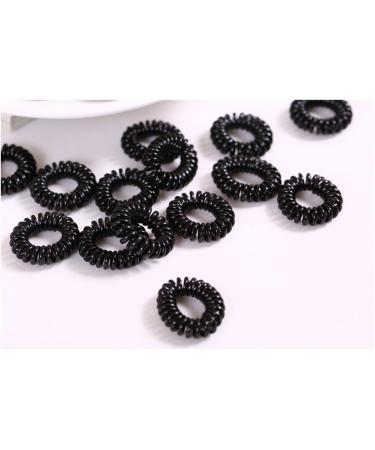 Miya Set of 10 black elastic telephone cable hair ties mini plastic spiral telephone hair ties hair accessories bracelet