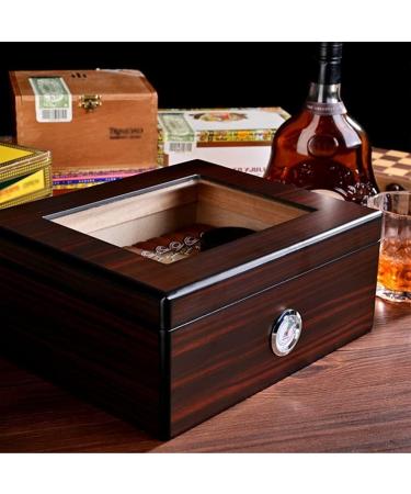 Cigar Boxs Humidors Cigar Humidors Glass Top Handcrafted Cestorage Box with Humidifier and Hygrometer Cigar Case Holds up to 50 Cigars Men A 25.8X21.8X10.6Cm - Buy Online on GoSupps.com