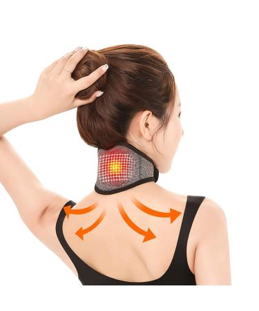 XGOPTS Magnetic Self Heating Neck Support Brace Cervical Collar Tourmaline Therapy Wrap for Injury Pain Stiff Stiffness Headache Spondylopathy Grey One Size