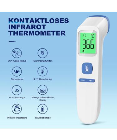 Buy Contactless Infrared Thermometer - Accurate Digital Fever Thermometer for Babies & Adults with Fever Alarm LCD Display & 35 Memory - Fast Shipping Worldwide - Buy Online on GoSupps.com