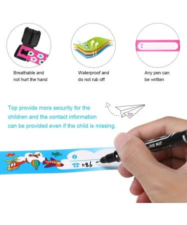 Vicloon Safety Wristband Bracelets 8 Pcs for Kids - Waterproof Reusable Child Emergency ID Bracelet with Pen - Anti Lost Toddler Safety ID Wristband for Boys Girls - Buy Online on GoSupps.com
